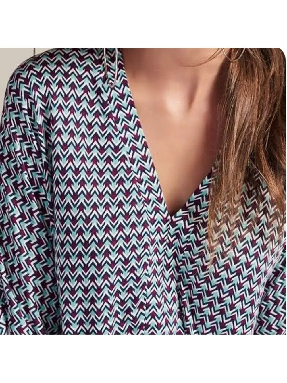 Lascana Venus Women's 3/4 Sleeve Shirt Top V-Neck Viscose Multicolor sz 1X EUC
